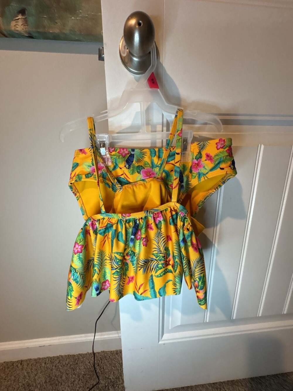 Cat and Jack kids ( 14) Tropical Floral Print Peplum swimsuit